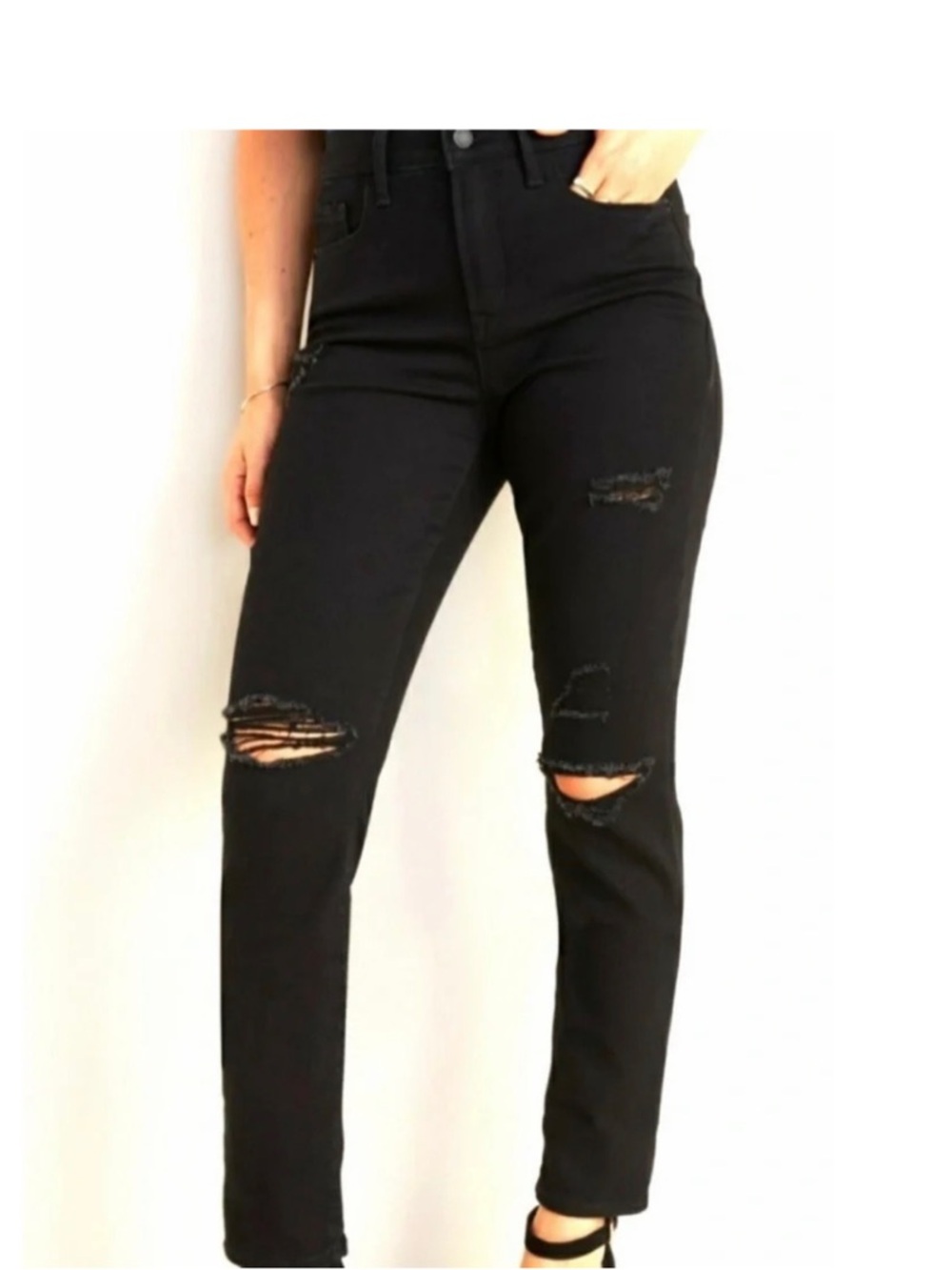 Old Navy Black Power Slim Straight Mid Rise Women’s Jeans Size 10